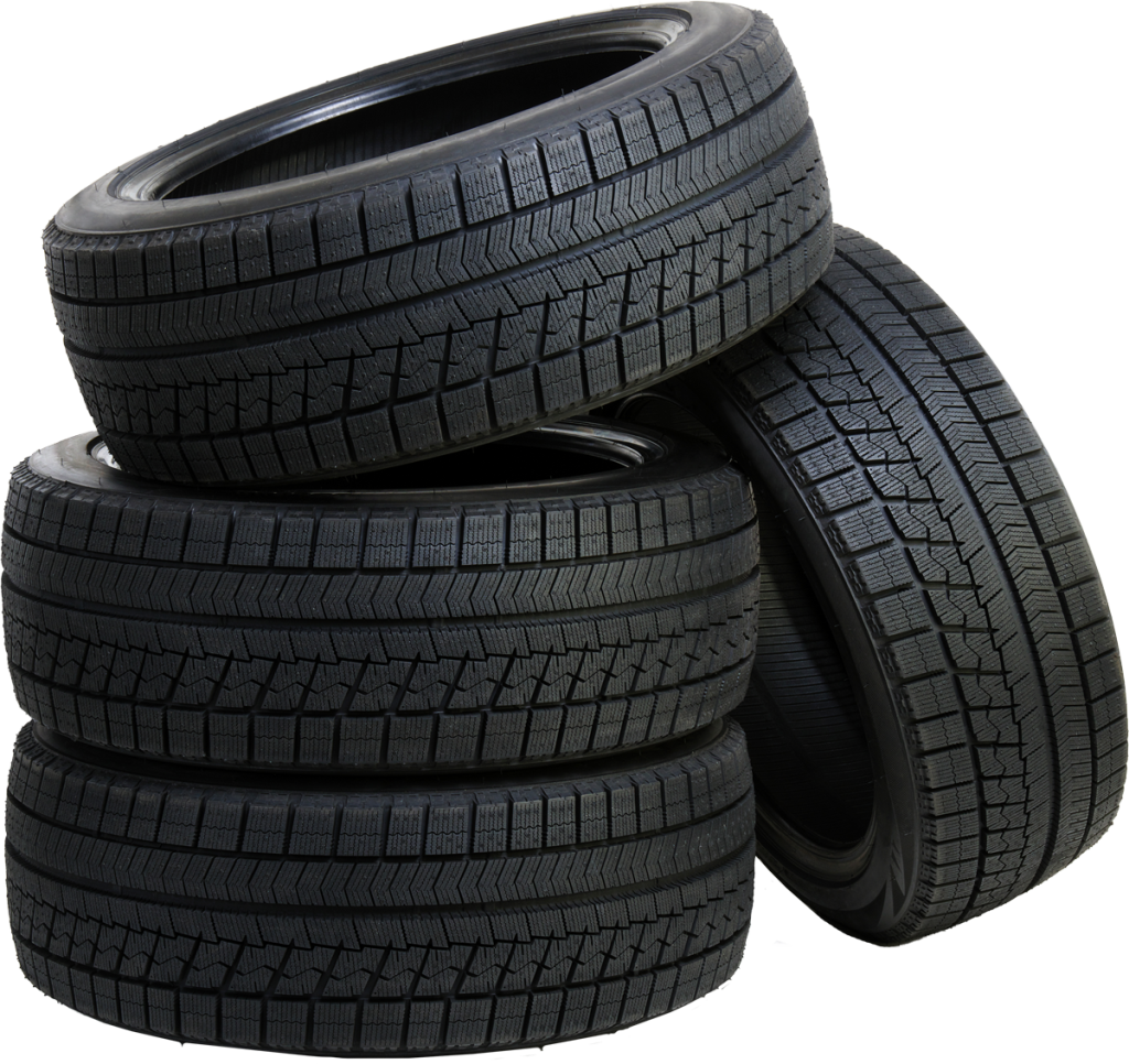 close up, clear background image of stacked rubber tires. 